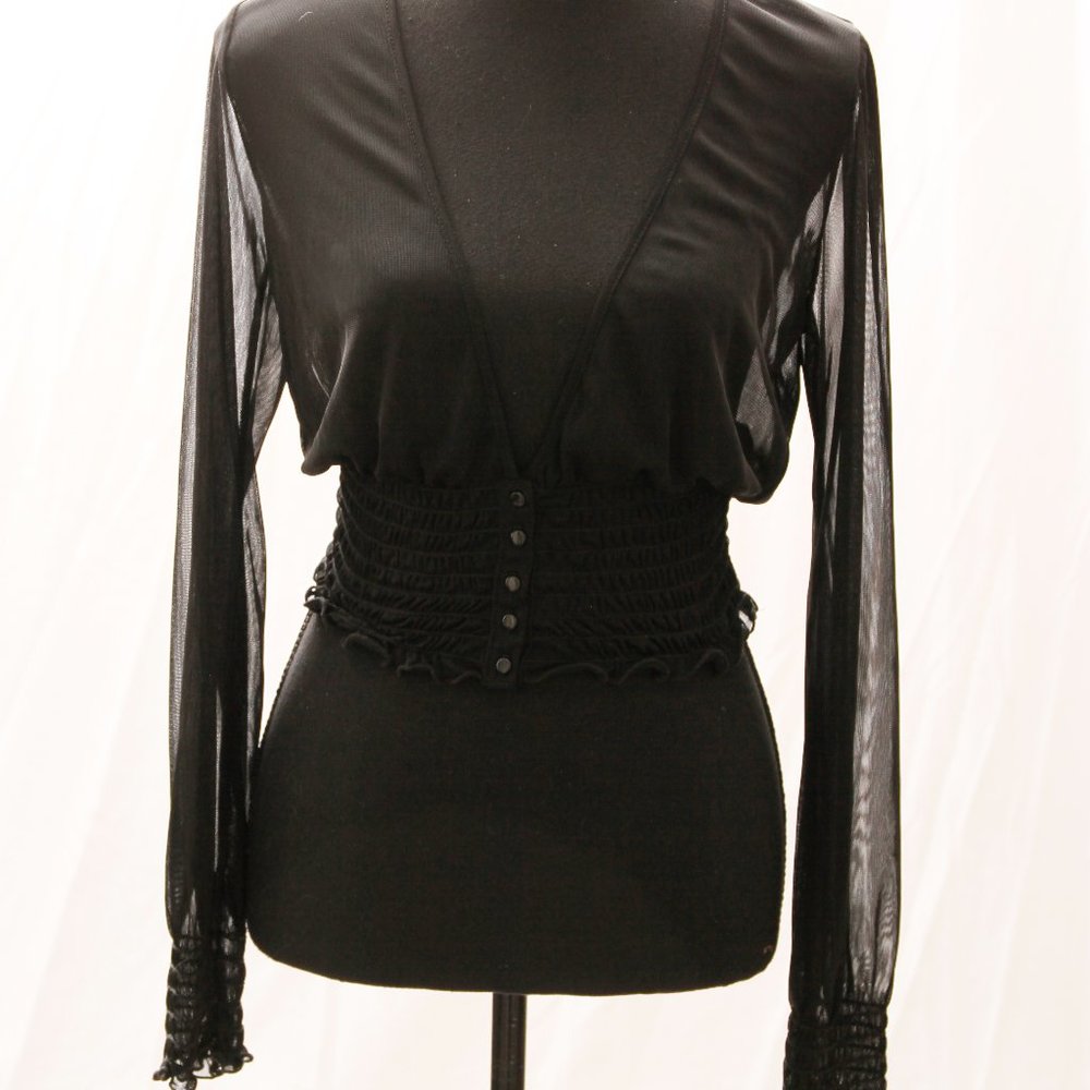 90's Black Chiffon Top